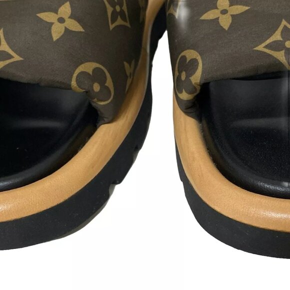 LOUIS VUITTON Pool Pillow Line Mules - Dark Brown Light Brown Black 399-011425 - Picture 5 of 8